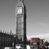 Big Ben in Black and White with Red London Busses Big Ben in Black and White with Red London Buses