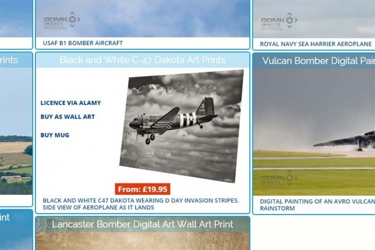 Excerpt from GDMK Images picture gallery showing buying options for a selected picture