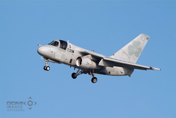 US Navy S3 Viking Airplane US Navy S3 Viking aircraft turning on short approach