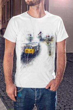 T Shirt featuring a digital art image of a Class 50 Diesel train