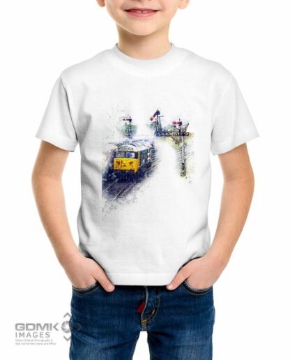 Kids T Shirt featuring a digital art image of a Class 50 Diesel loco