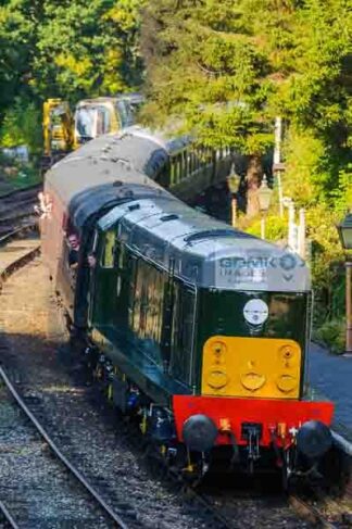 Class 20 D8059 arrives with its passenger train at Highley on the Severn Valley Railway