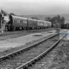 Black and White Steam Train at Rowsley South Station Black and white view of a steam hauled train standing in the platform at Rowsley station on the Peak Rail preserved railway