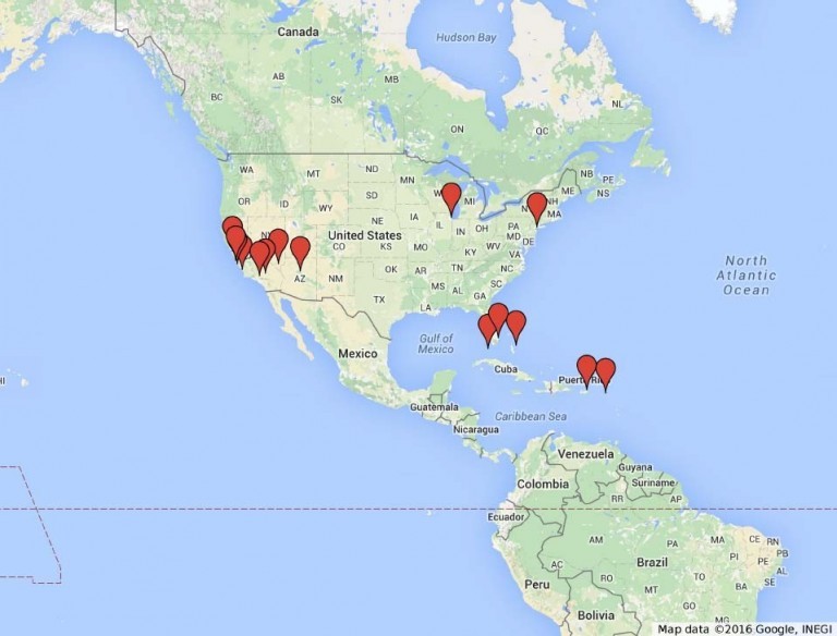 Map of GDMK Images tedontourusa tour of America in April 2016
