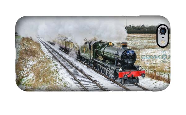 Hall class 4-6-0 Witherslack Hall steam train heading through the snowy Leicestershire countryside on the Great Central Railway mobile phone case