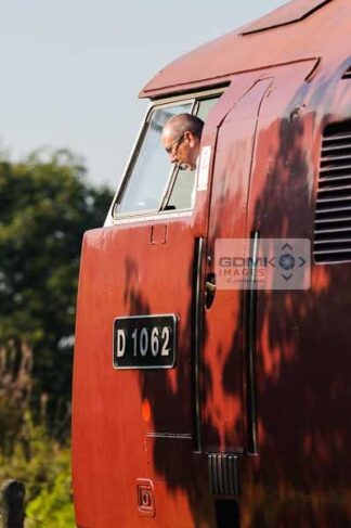 Train driver looking out of the window of Class 52 Western D1062