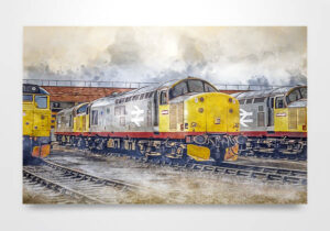 Class 37s on Thornaby Depot Digital Painting Wall Art Print