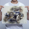 Man Holding Austin 16 Classic Car Wall Art Picture Man Holding Austin 16 Classic Car Wall Art Picture