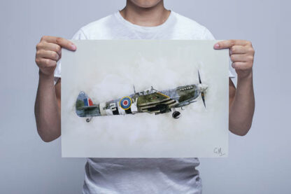 Man Holding Spitfire Mk IX MK356 Digital Art Wall Print