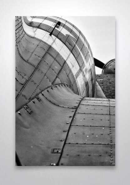 Abstract Black and White Rear View of a Dakota Airplane Wall Art Print