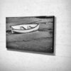 Black and White Boat on a Beach Canvas Print Black and White Boat on a Beach Canvas Print