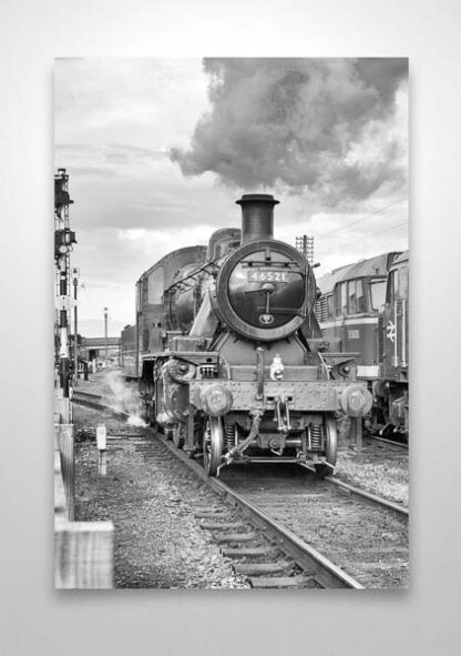 Black and White Ivatt Class 2 Steam Train Wall Art Print