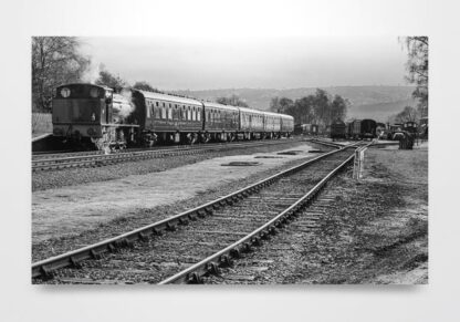Black and White Steam Train at Rowsley Station Wall Art Print