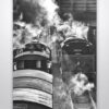 Black and White Steam Trains Passing Wall Art Print Black and White Steam Trains Passing Wall Art Print
