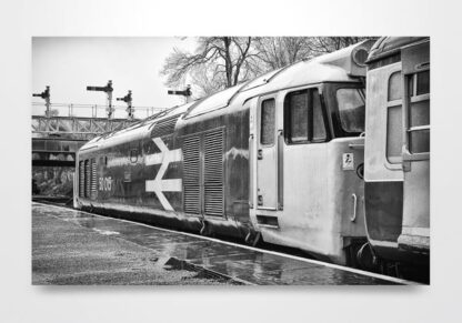 Black and White Class 50 Loco 50015 in the Rain Wall Art Print
