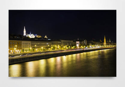 Budapest Night River Reflections Wall Art Print