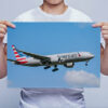 Man Holding American Airlines Boeing 777 Airplane Wall Art Print Man Holding American Airlines Boeing 777 Airplane Wall Art Print