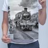 Man Holding Black and White Ivatt Class 2 Steam Train Wall Art Print Man Holding Black and White Ivatt Class 2 Steam Train Wall Art Print