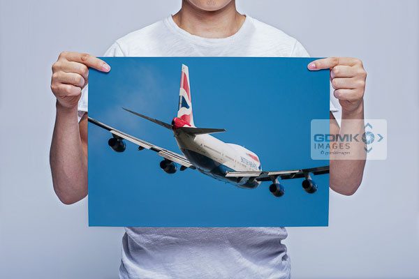 Man Holding British Airways Boeing 747 Wall Art Print