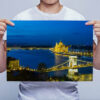 Man Holding Dusk over Chain Bridge and River Danube Wall Art Print Man Holding Dusk over Chain Bridge and River Danube Wall Art Print