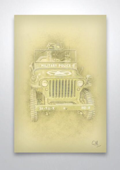 Military Police Willys Jeep Pencil Art Print