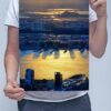 Man Holding Sunset over the Hudson River Portrait Wall Art Print