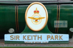 Southern Region Battle of Britain Class 34053 Sir Keith Park steam loco nameplate and crest