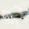 Digital painting of WW2 Spitfire Mk IX MK356 wearing D-Day invasion stripes