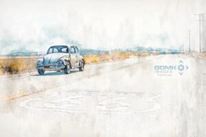 Volkswagon Beetle on Route 66 Digital Art Picture