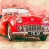 Digital Painting of Triumph TR3A Digital painting of a red Triumph TR3A classic car