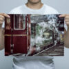 Man Holding Atmospheric 777 Sir Lamiel Steam Train Wall Art Print Man Holding Atmospheric 777 Sir Lamiel Steam Train Wall Art Print
