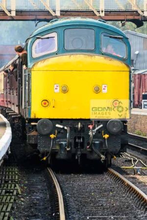 Front of a Class 45 loco at the head of a train at Wansford on the Nene Valley Railway