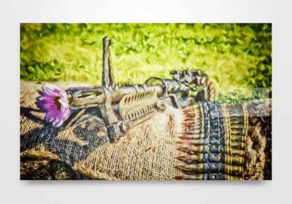 Flower in a gun barrel wall art print