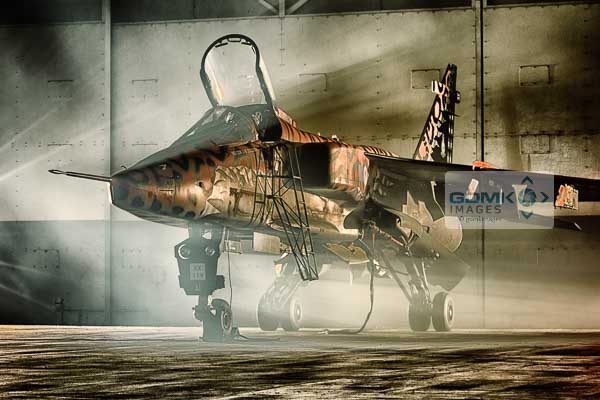 Special colour scheme RAF Jaguar XX119 under dramatic lighting