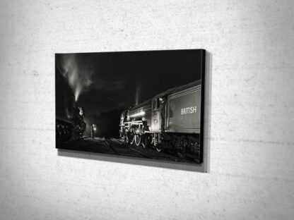 Black and White 60103 Flying Scotsman and 60163 Tornado at Night Canvas Print