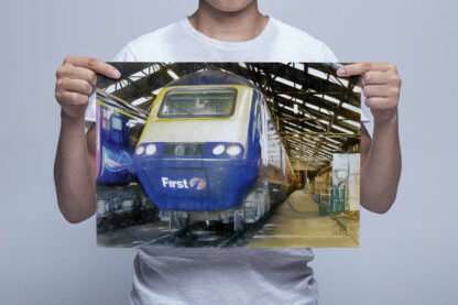 Man Holding Digital Painting of First Great Western Class 43 HST Wall art Print