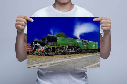 Man Holding 60103 Flying Scotsman Blue Hour Wall Art Print