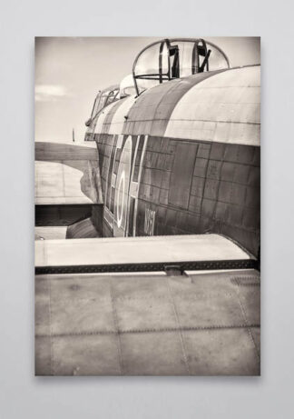 Black and White Lancaster Bomber Rear View 2 Wall Art Print