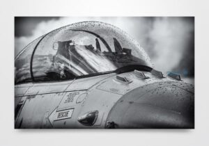 B&W Closeup of F16 Cockpit Wall Art Print