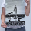 Man Holding B&W Spitfire Rear View Wall Art Picture Man Holding B&W Spitfire Rear View Wall Art Picture
