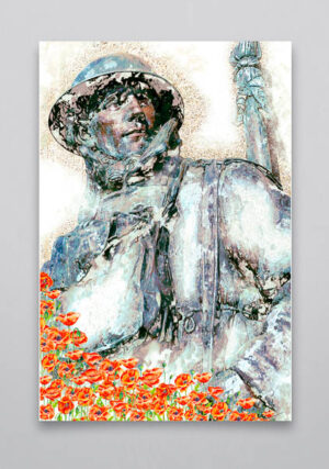 WW1 Soldier and Poppies Tribute Wall Art Print