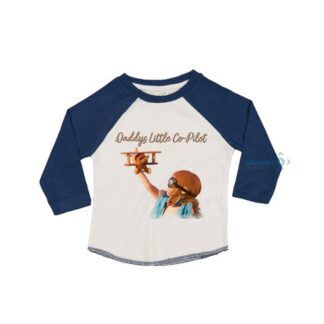 Daddys Little Co-Pilot Long Sleeve Toddlers Baseball T-Shirt