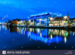 Lights from the waterfront buildings reflected in Brayford Pool Lincoln