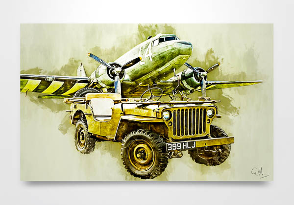 Jeep and C47 Skytrain Digital Art Print