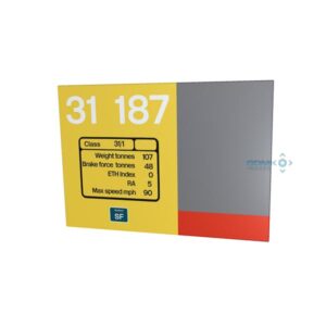 31187 Red Stripe Railfreight data plate and Livery clear sign
