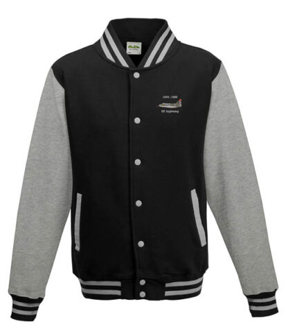 Classic British Aircraft Lightning Black Varsity Jacket