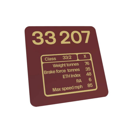 Class 33 33207 Data Panel metal sign WCR Maroon