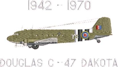 RAF C47 Dakota Classic Military Aircraft Embroidered Design