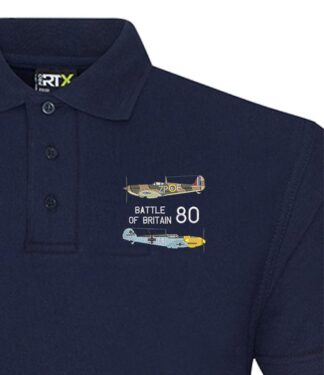 Battle of Britain 80 Adversaries Spitfire v ME109 Blue Polo Snippet