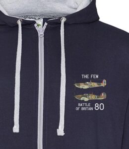 Battle of Britain 80 Navy Blue and Heather Grey Zipped Hoodie